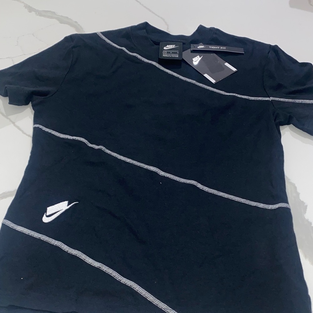 New Nike Women's Black Tee (tight fit) with White Accents